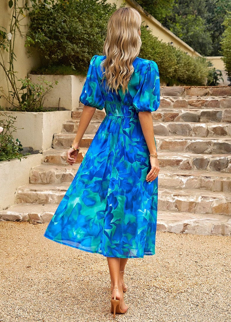 Damen Maxikleid Blumendruck Leicht Sommer