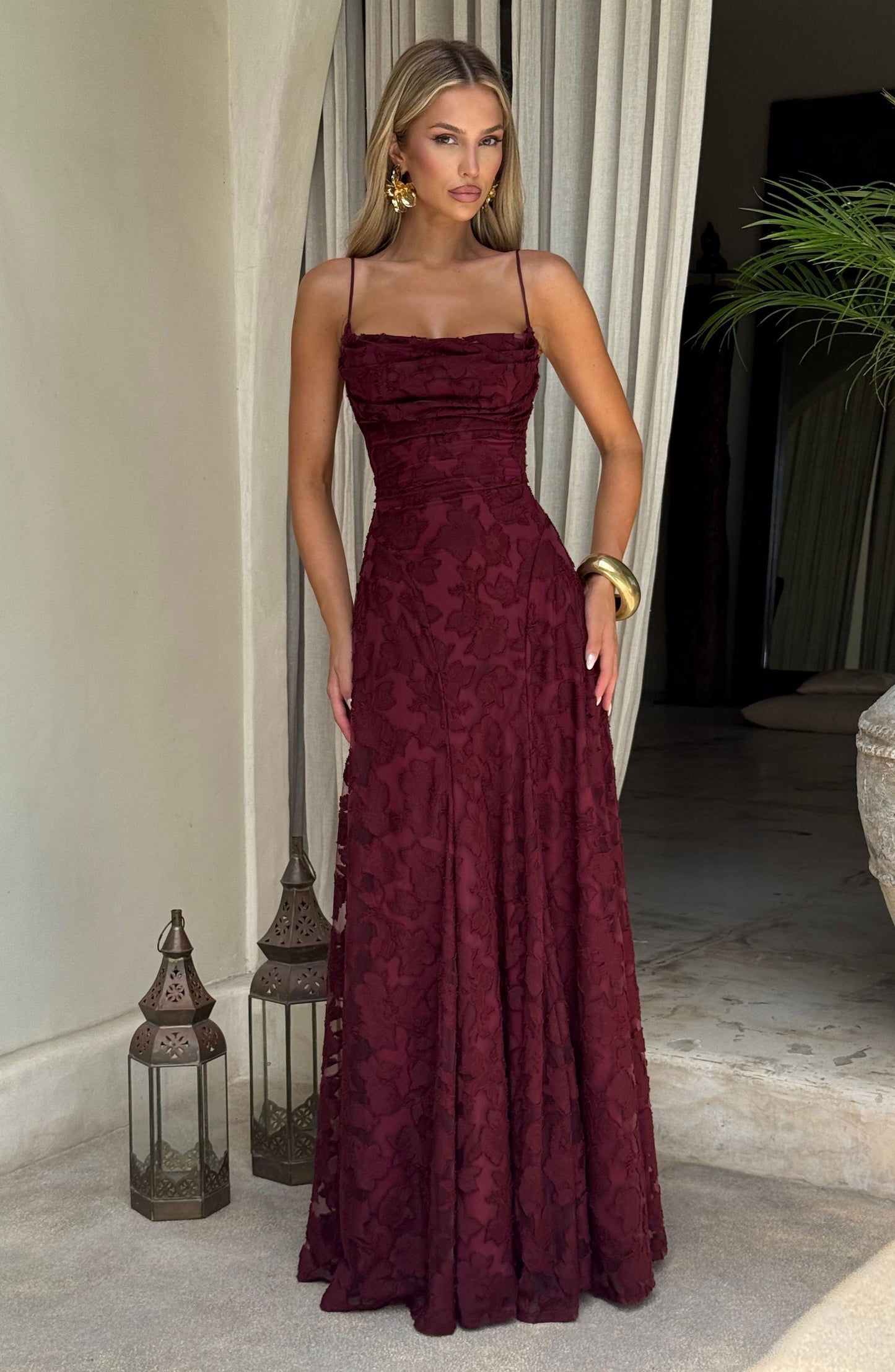 Damen Maxikleid Blumenmuster Baumwolle Lang