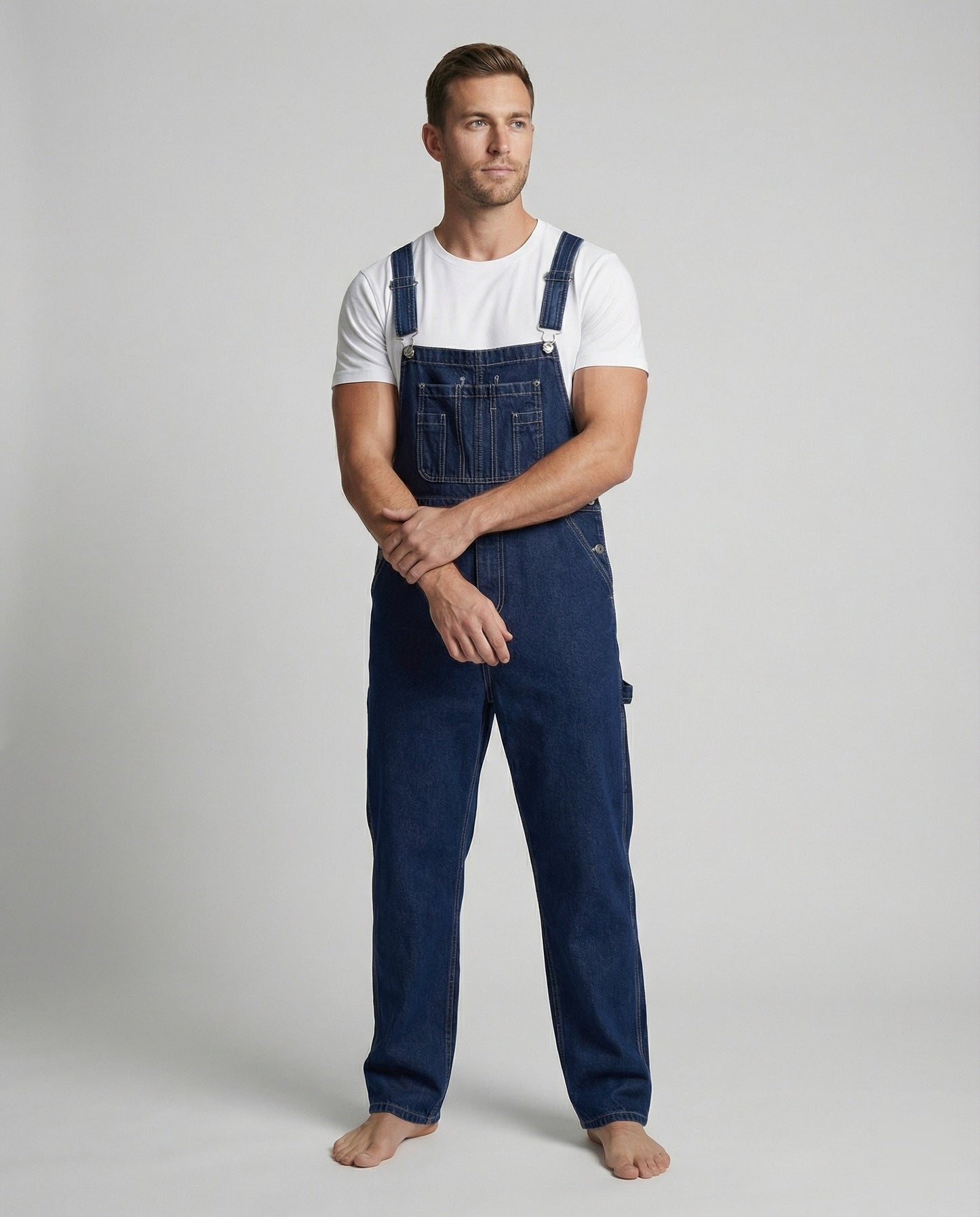 Herren Latzhose Jeans Gerades Bein