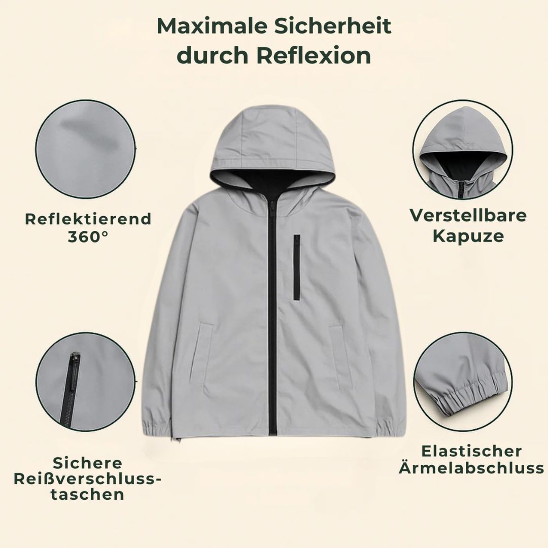 Reflektierende Laufjacke für Damen und Herren Leuchten Nachts
