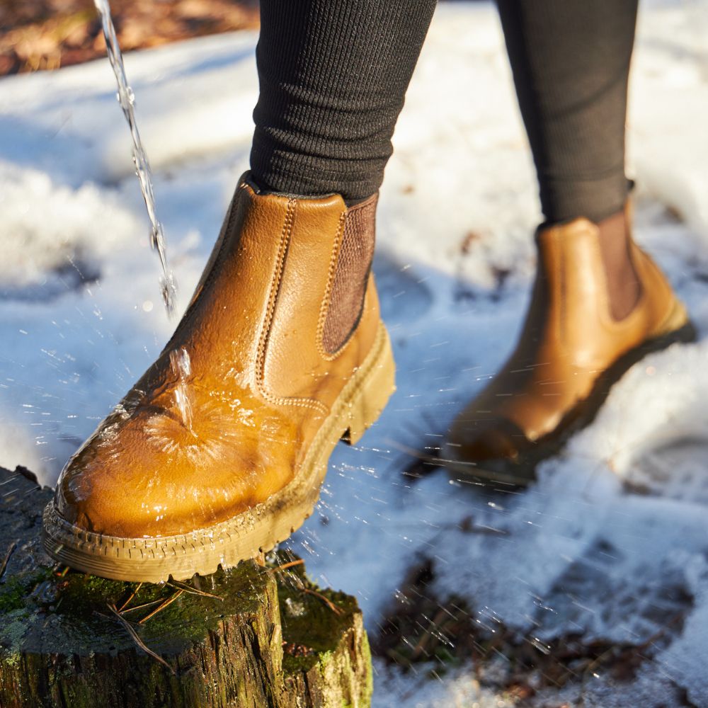 Herren Leder-Sicherheitsstiefel Stahlkappe Elastisch