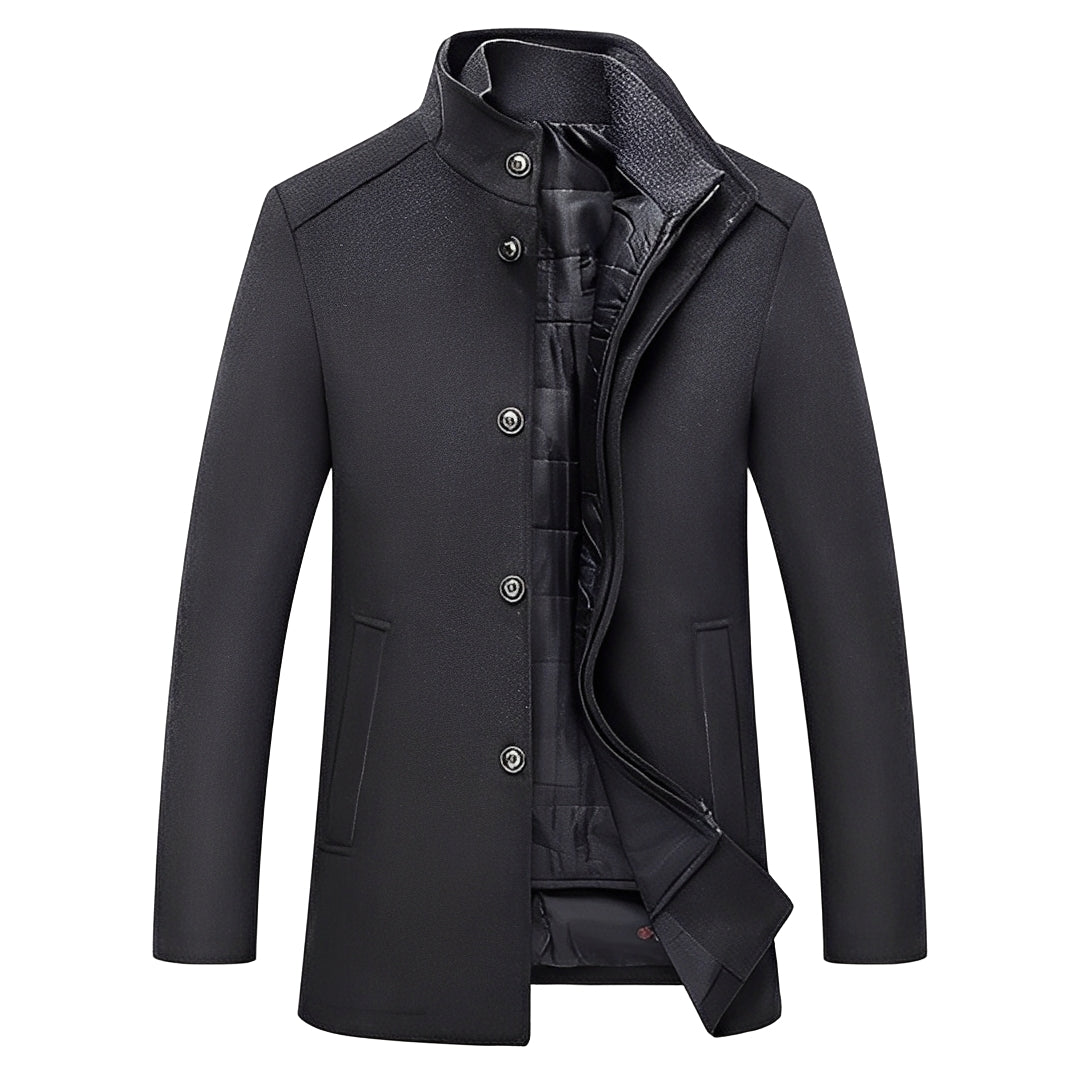 Herren Winterjacke Stehkragen Knöpfe Warm