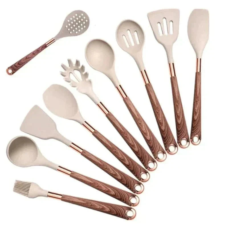 Silikon Küchenset 10-teilig Edelstahl verstellbar