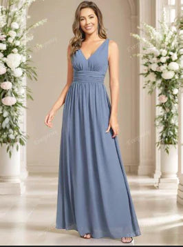 Damen Maxikleid V-Ausschnitt Fließender Saum