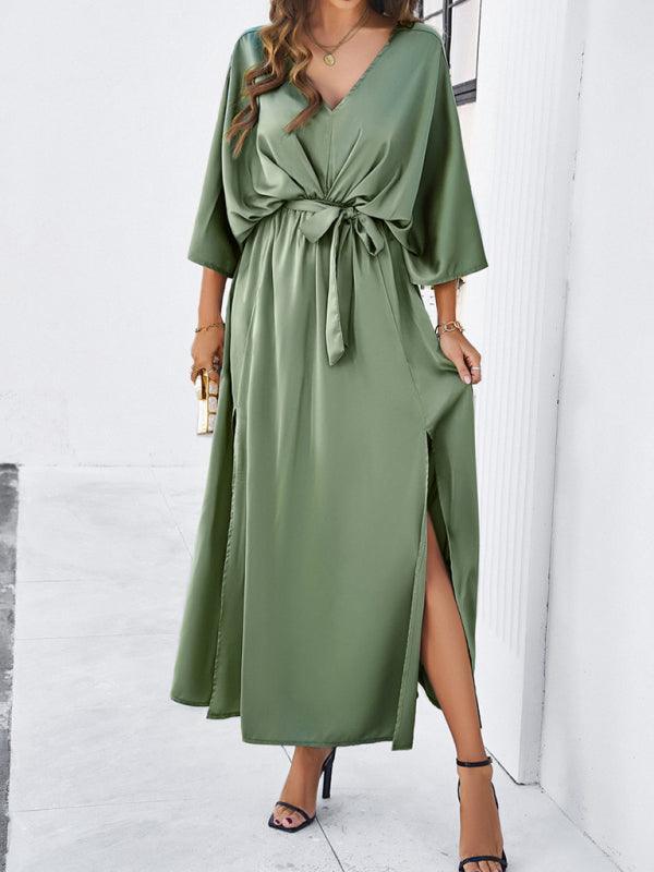 Damen Elegantes V-Ausschnitt Kleid Lockere Passform