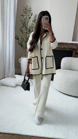 Damen Zweiteiler Set Jacke und Hose Elegantes Outfit