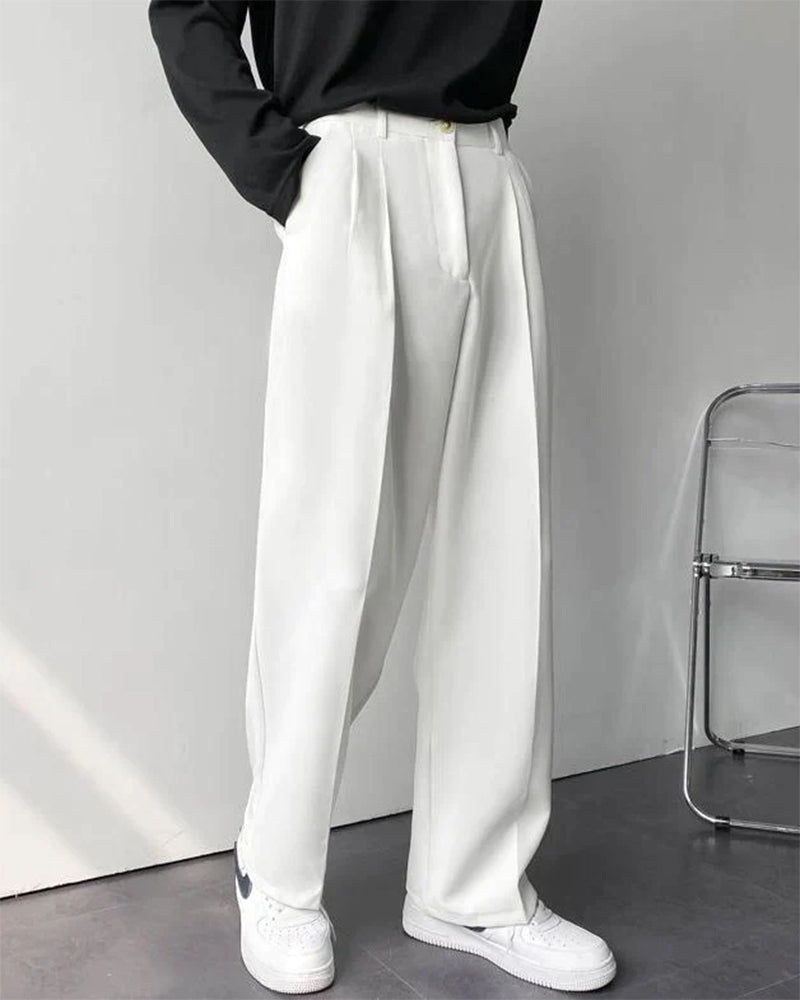 Enzo Herren Anzughose High-Waist Weites Bein