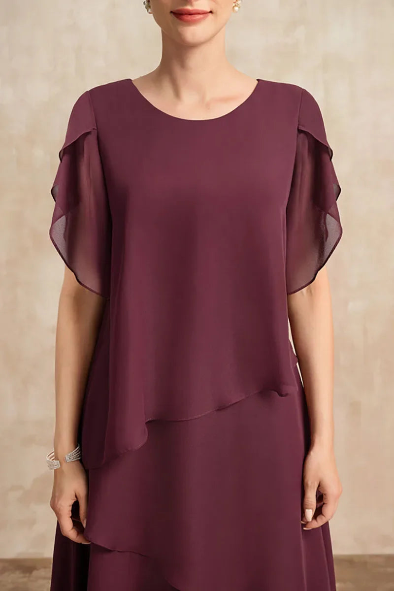 Damen Klassisches Chiffon Kleid Weiches Elegantes
