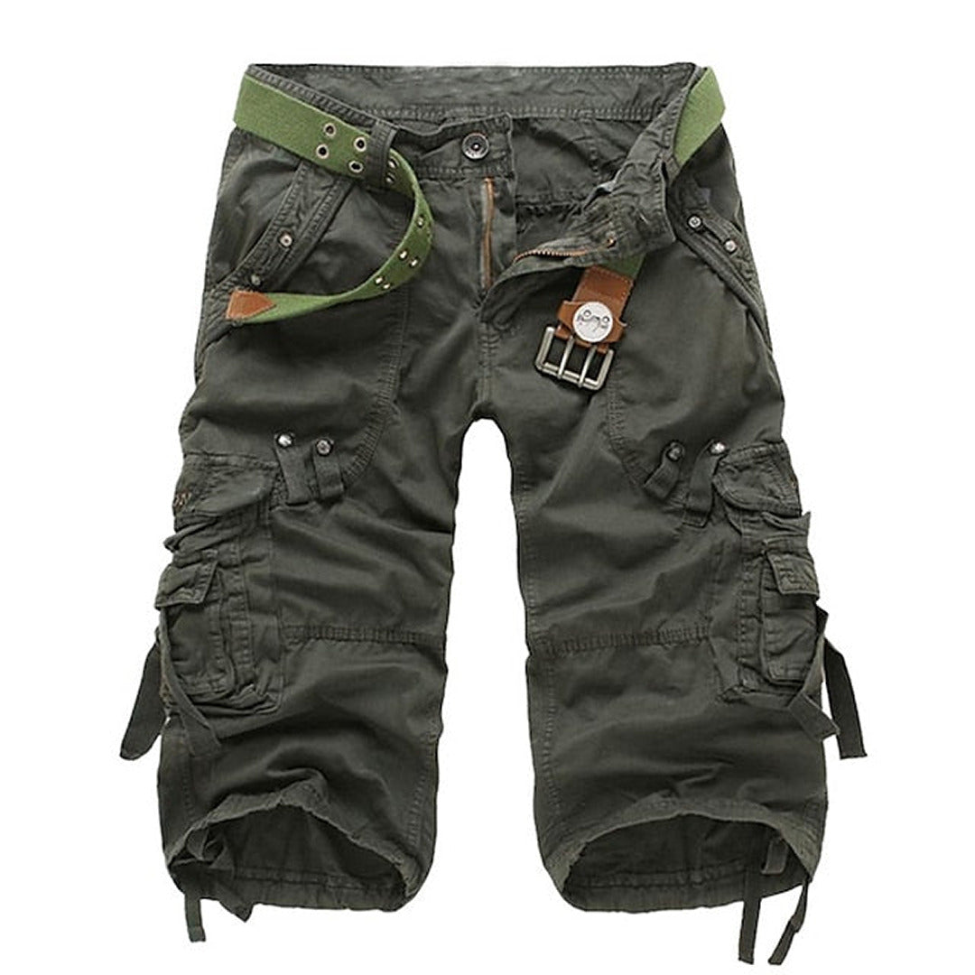 Herren Cargo-Shorts Multi-Taschen Gürtel Baumwolle Beige