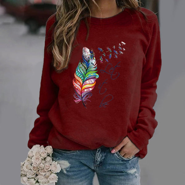 Damen Sweatshirt Baumwollmischung Lockere Passform Rundhalsausschnitt