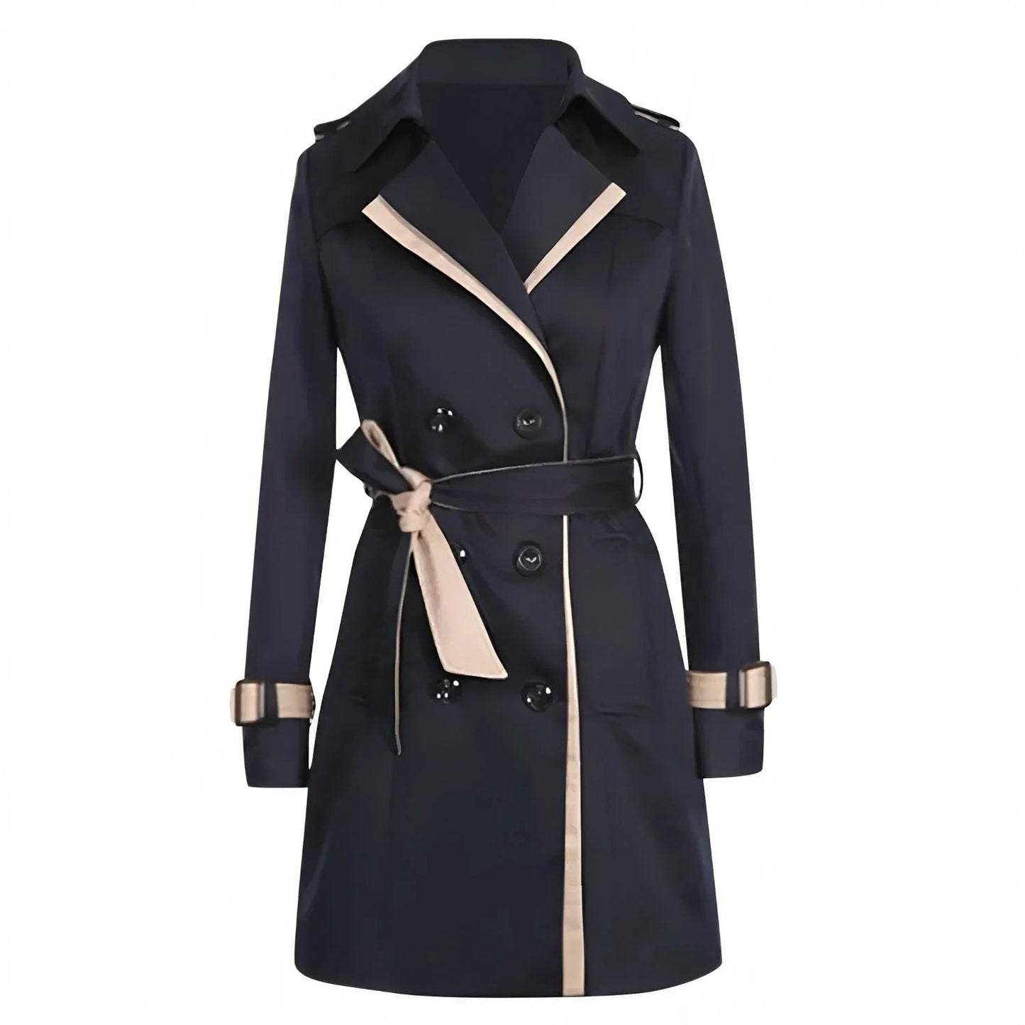 Damen Trenchcoat Taillierte Passform Doppelreihig Knielang