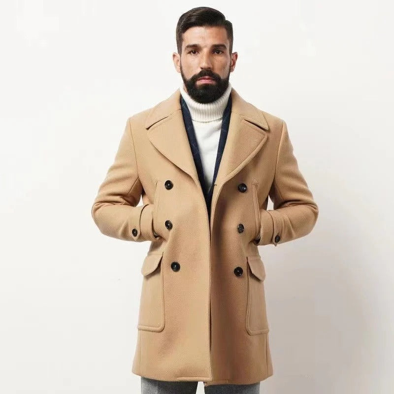 Herren Trenchcoat Slim Fit Doppelreihig