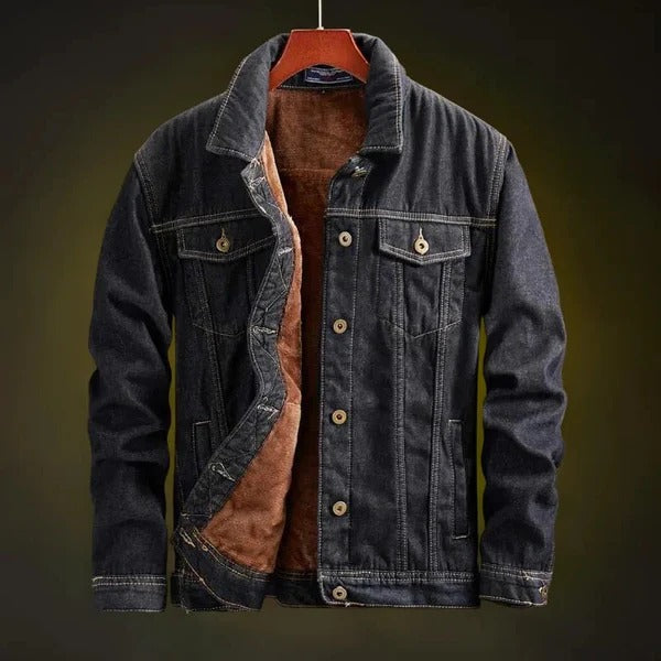 Herren Denim Trucker Jacket Fleece Innenfutter Relaxed Fit