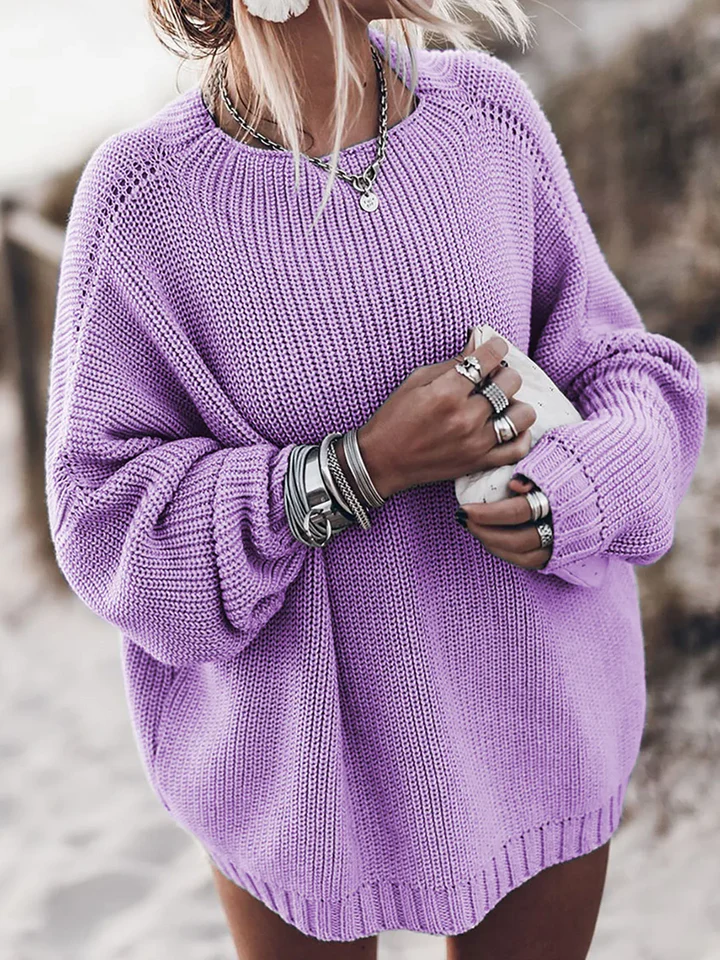 Norvielle Damen Oversized Pullover Grobstrick Raglan