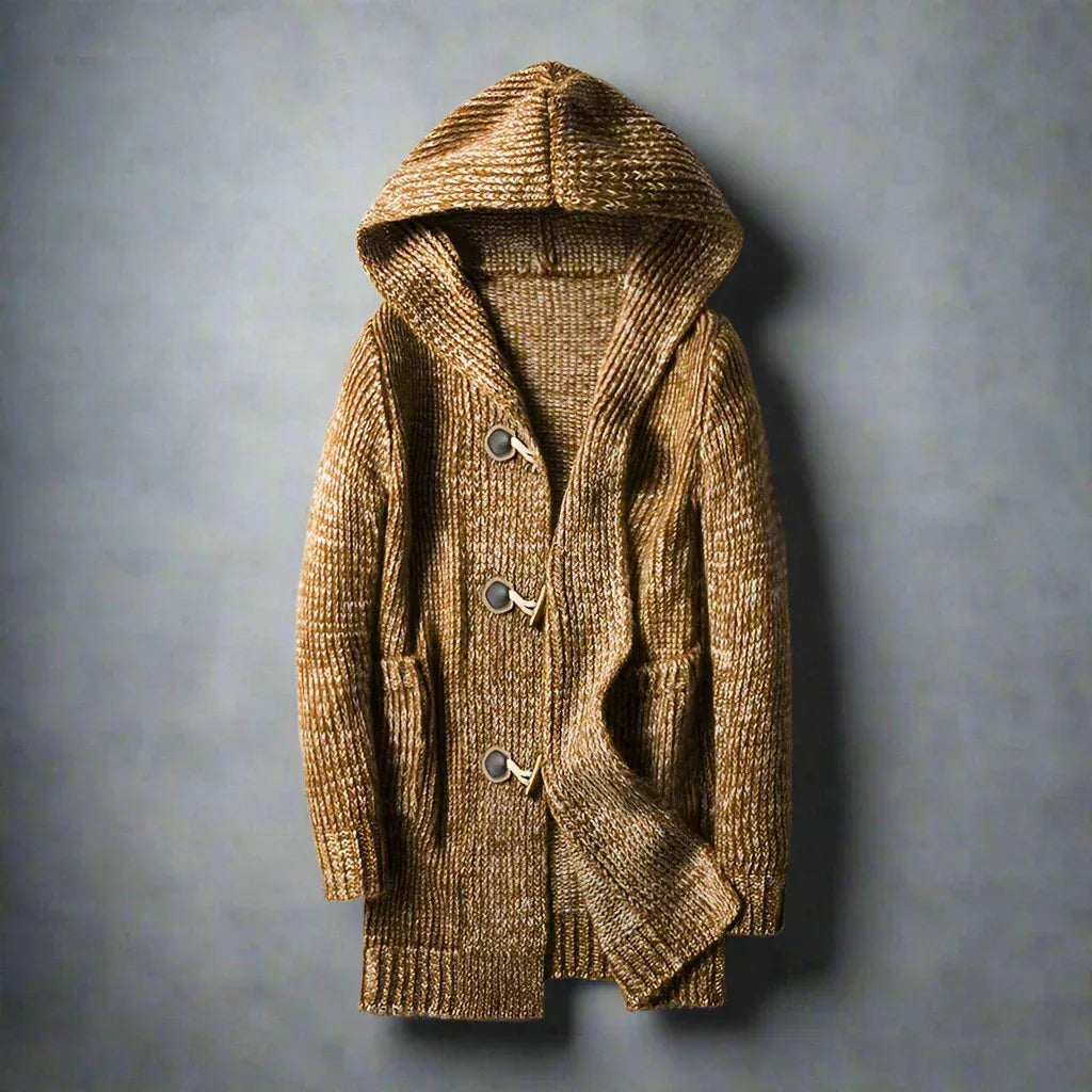 Herren Strickcardigan mit Kapuze Regular Fit Knebelknöpfe