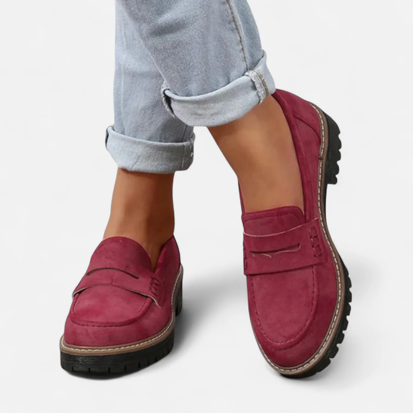 Damen Klassische Loafer Markante Sohle