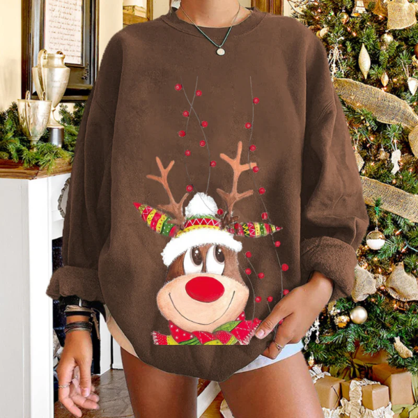 Norvielle Damen Pullover Sweatshirt Weiches Strick Rentier