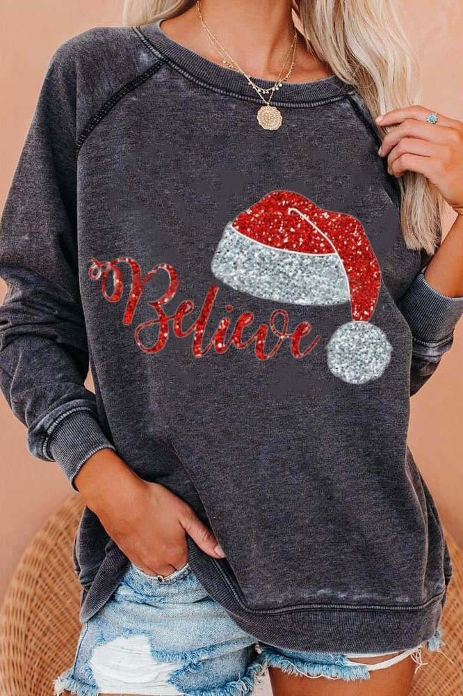 Damen Sweatshirt Baumwollmischung Lockere Passform Raglanärmel - Norvielle