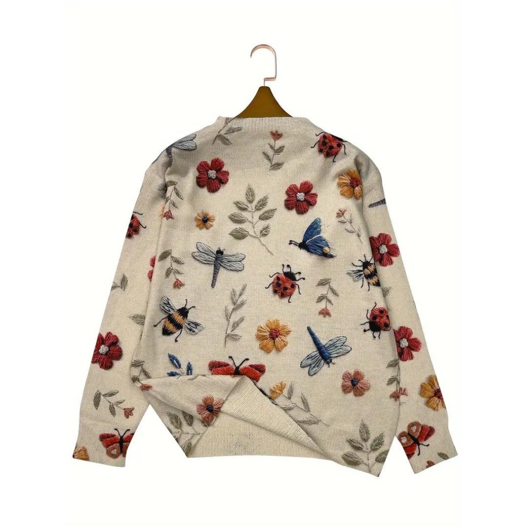 Damen Bluse Langarm Whimsical Garden Blumenmuster