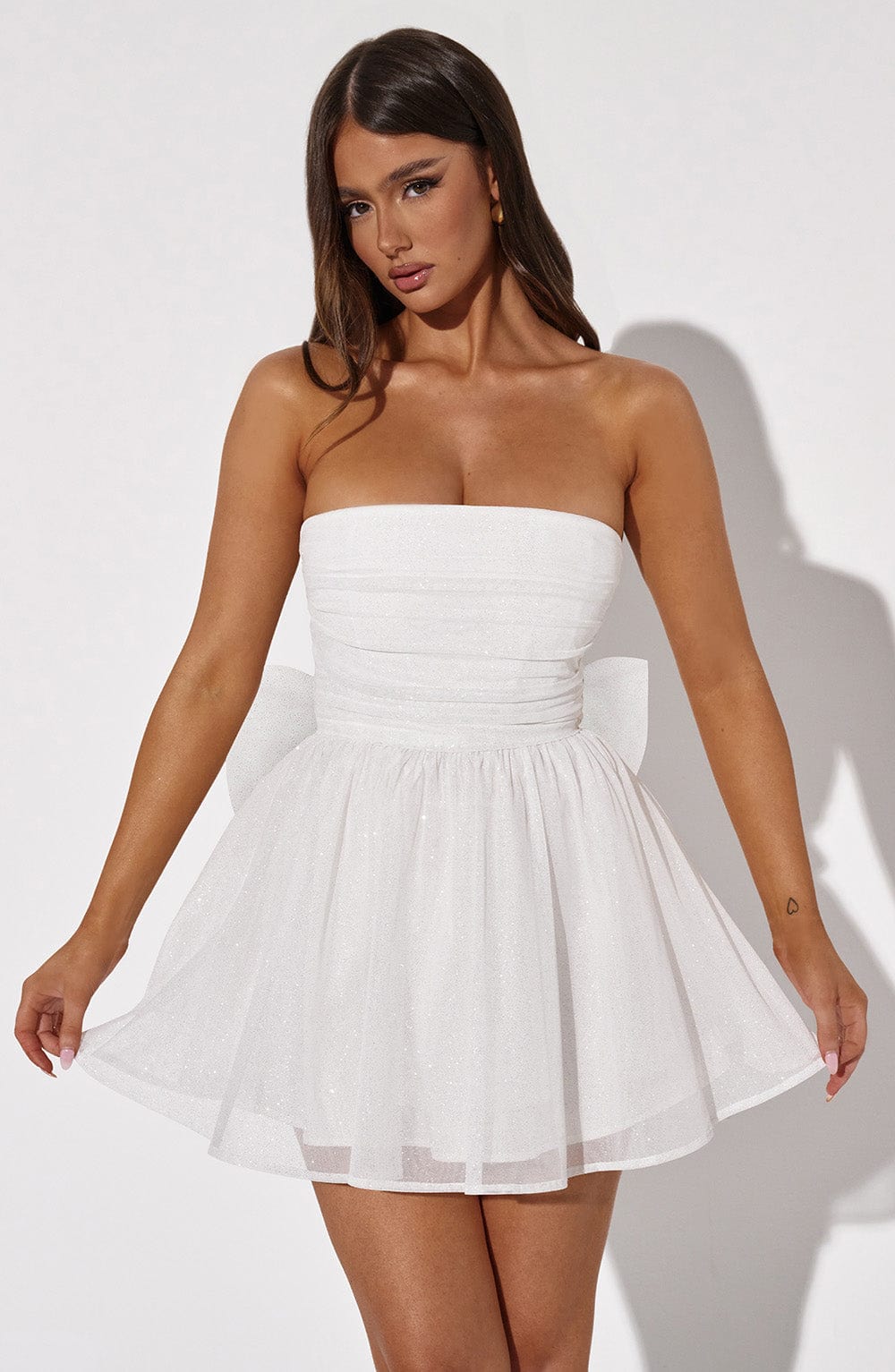 Weißes Mini-Kleid Glitter