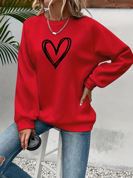 Lovana Heart Sweater Damen rot mit Herzprint