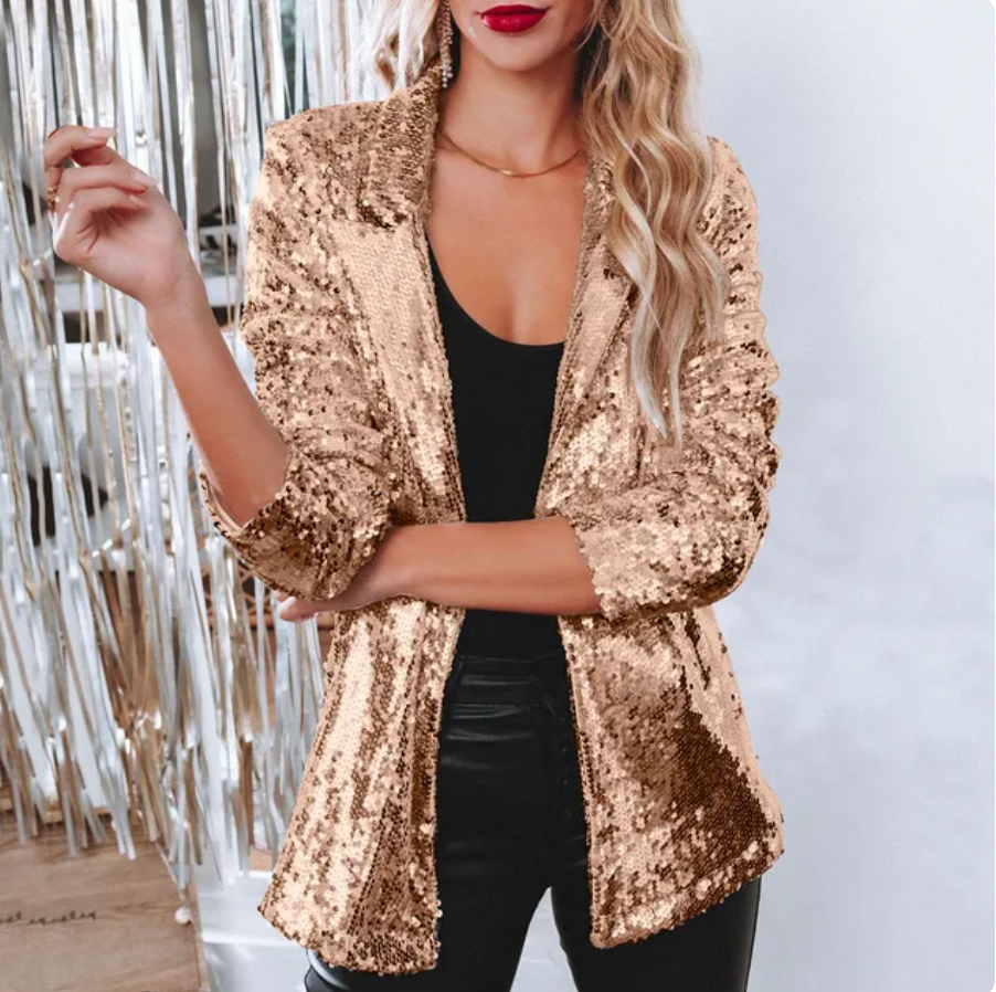 Damen Blazer Glanzbesatz Abendstruktur