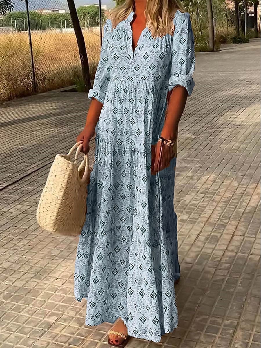 Damen Maxikleid Lang Geschnitten Mit Gleichmäßigem Rockverlauf