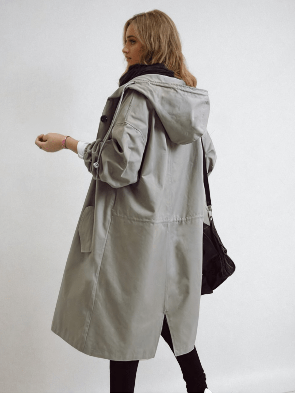 Damen Trenchcoat Knopfleiste Stehkragen