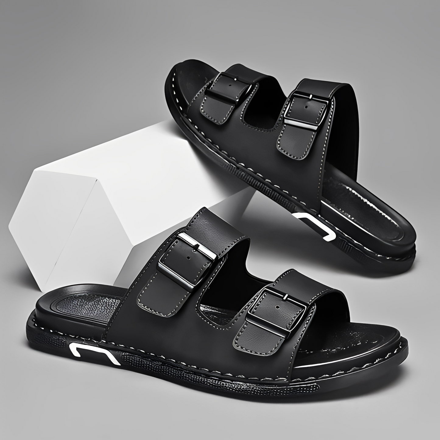Marcello Herren Sandalen Zweiriemen Leder