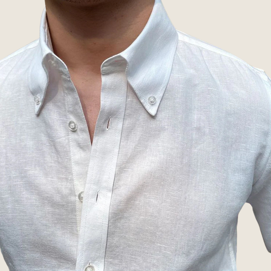 Herren Langarm Freizeitshirt Button-Down Baumwolle