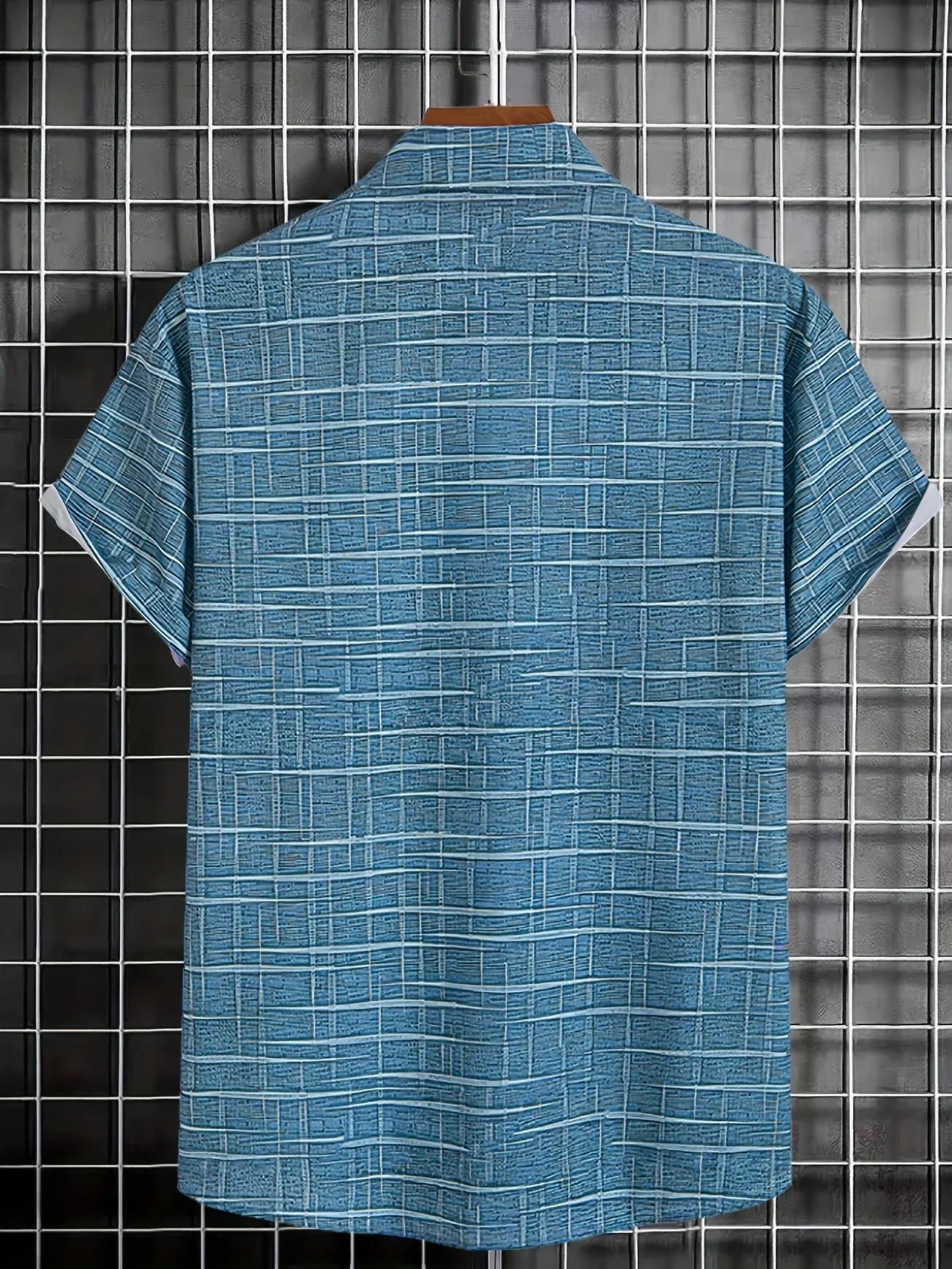 Herren Freizeitshirt Kurzarm Muster Knopfweiß