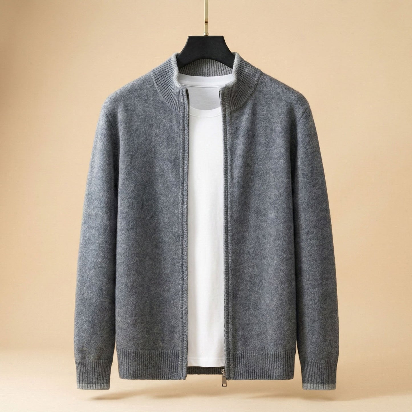 Herren Strickjacke Mit Reißverschluss Stehkragen