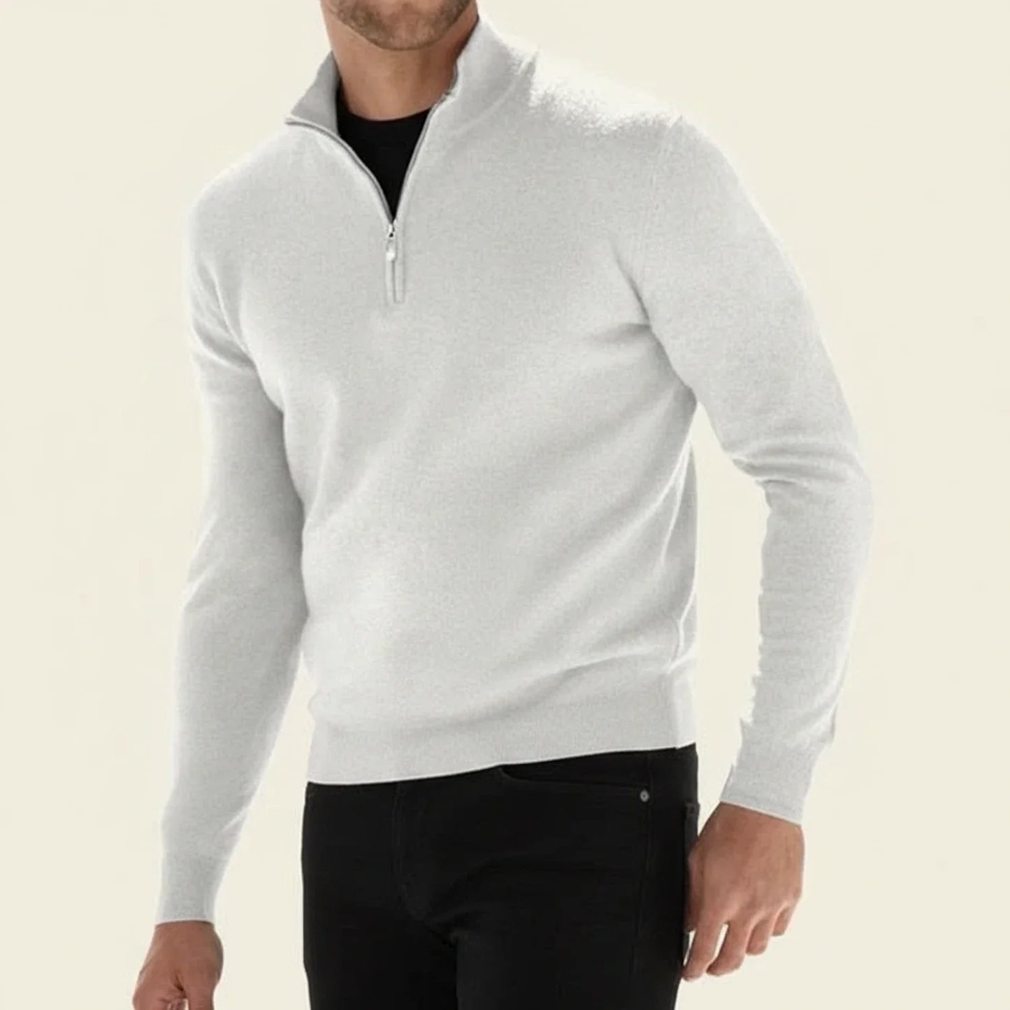 Herren Langarmpullover Halbzipp Reißverschluss