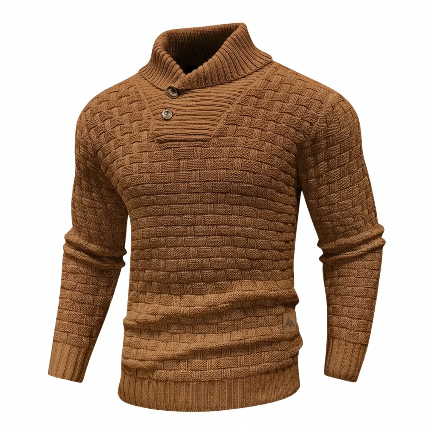 Herren Strickpullover Strukturiert Knopfkragen