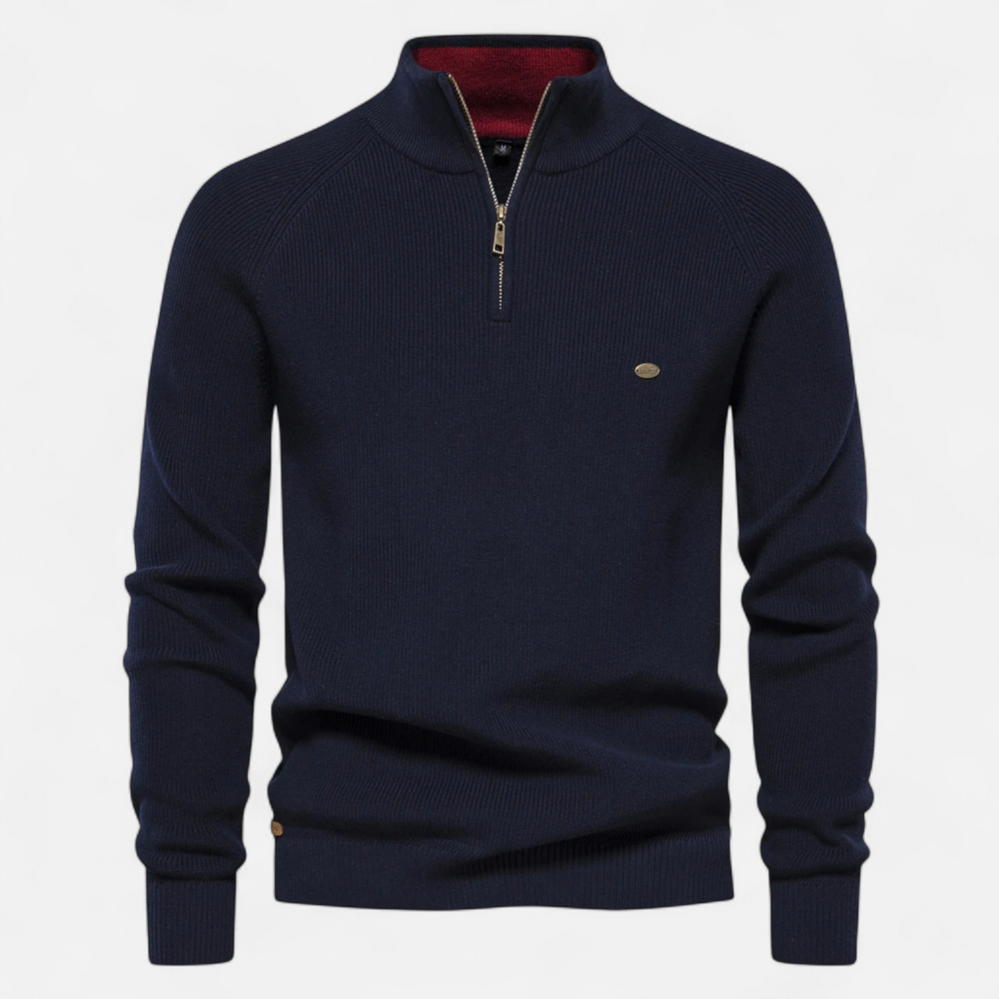 Herren Strickpullover Stehkragen Reißverschluss Baumwolle