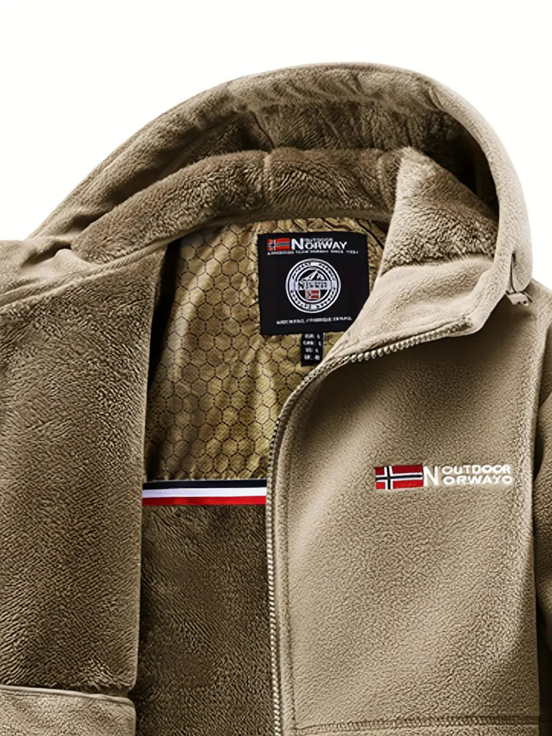 Herren Fleecejacke Kapuze Reißverschluss Warm