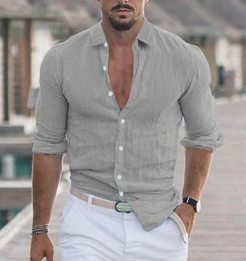 Herren Elegantes Sommerhemd Baumwolle Weiß
