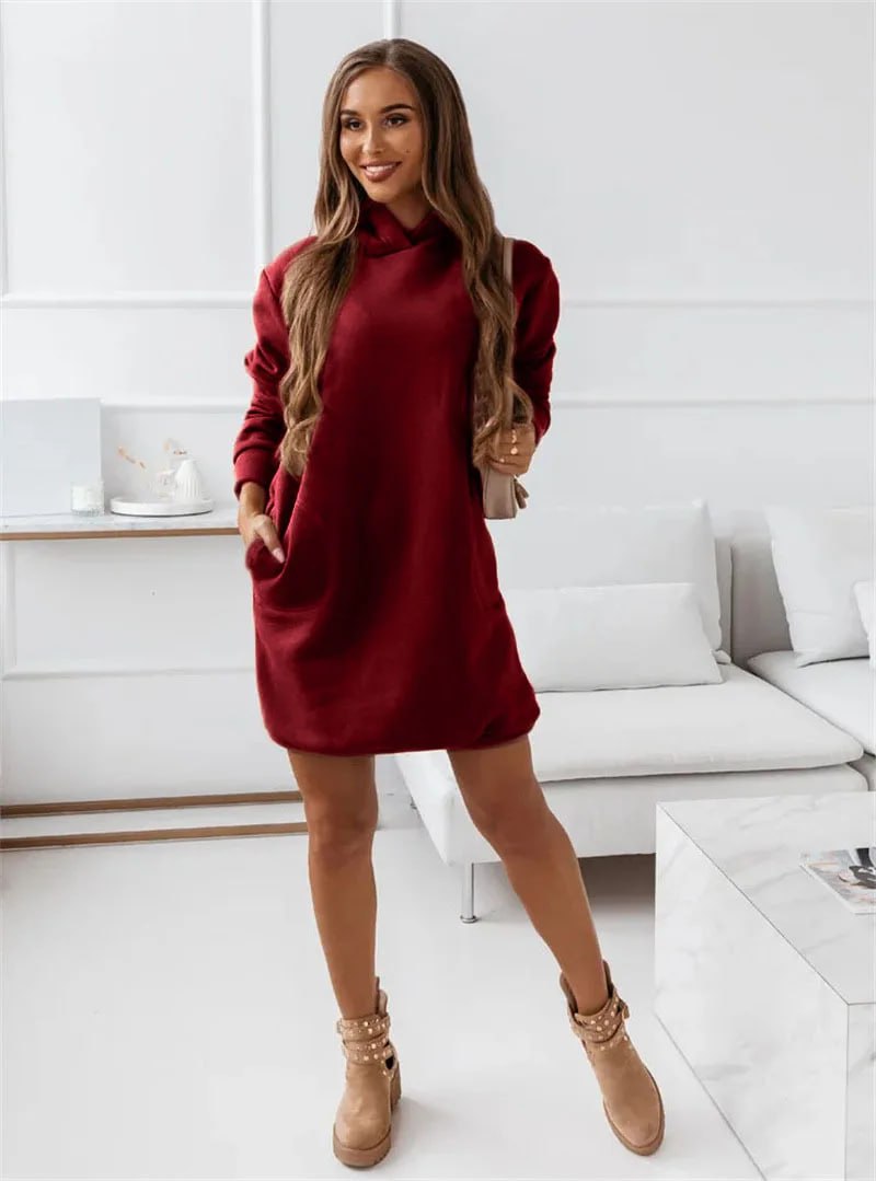 Damen Hoodie-Kleid Baumwolle