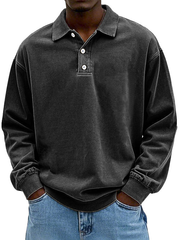 Herren Langarm-Polo aus Baumwolle Weiß