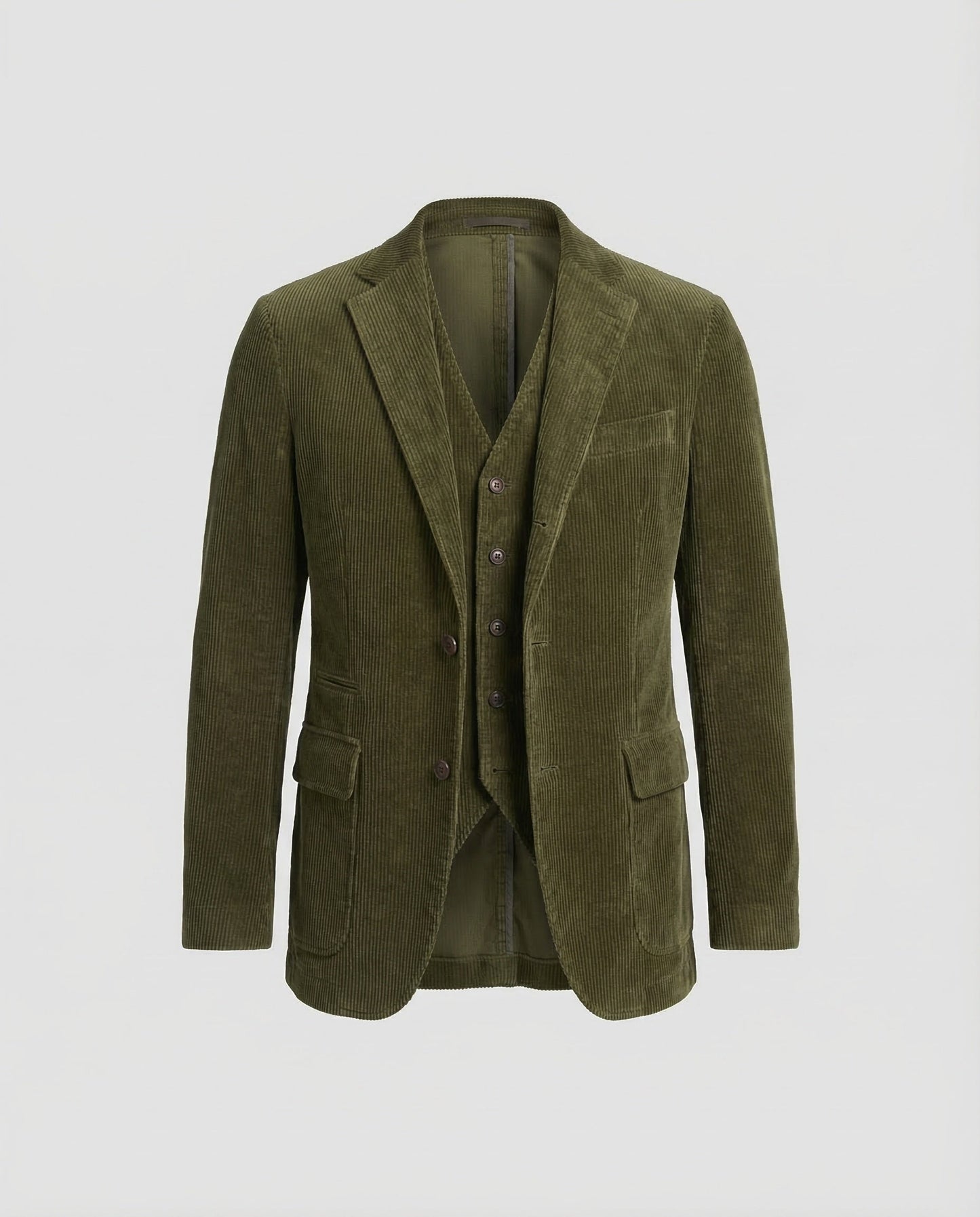 Corduroy Blazer Set Damen Baumwolle Grübchen Optik