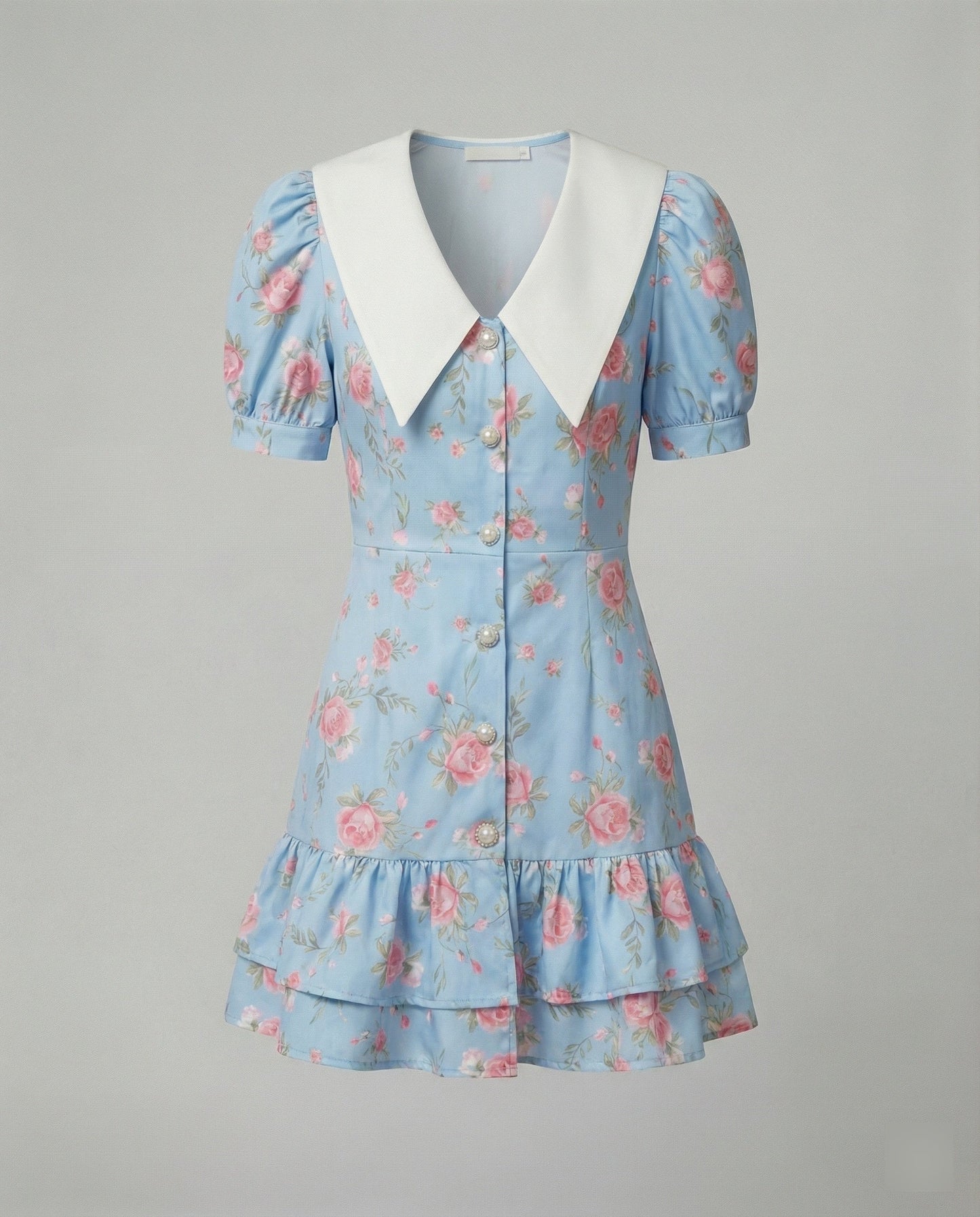Damen Blumenkleid Puffärmel