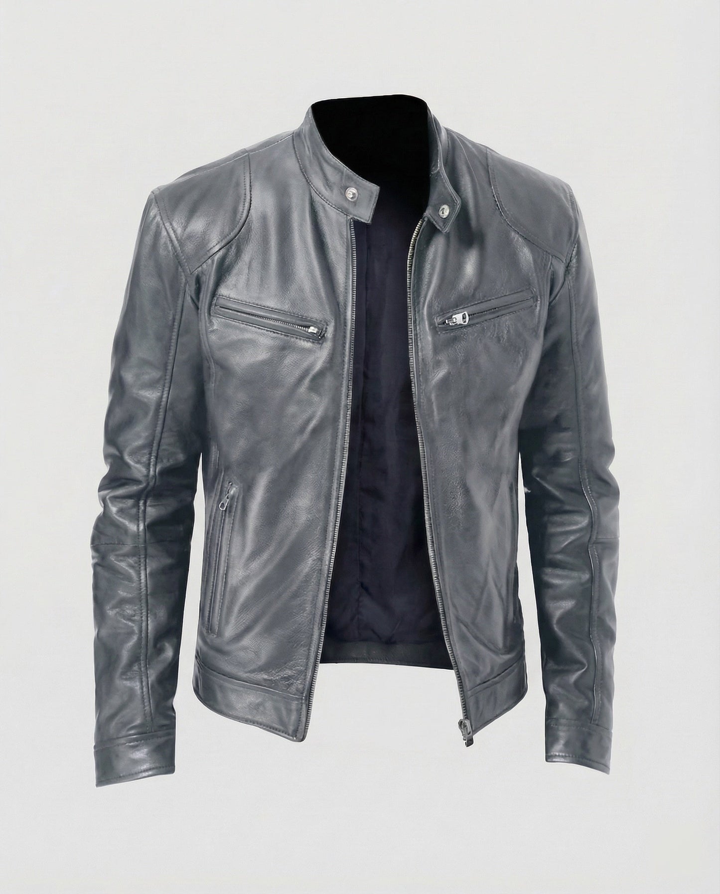 Herren Lederblouson Motorrad Ledermantel