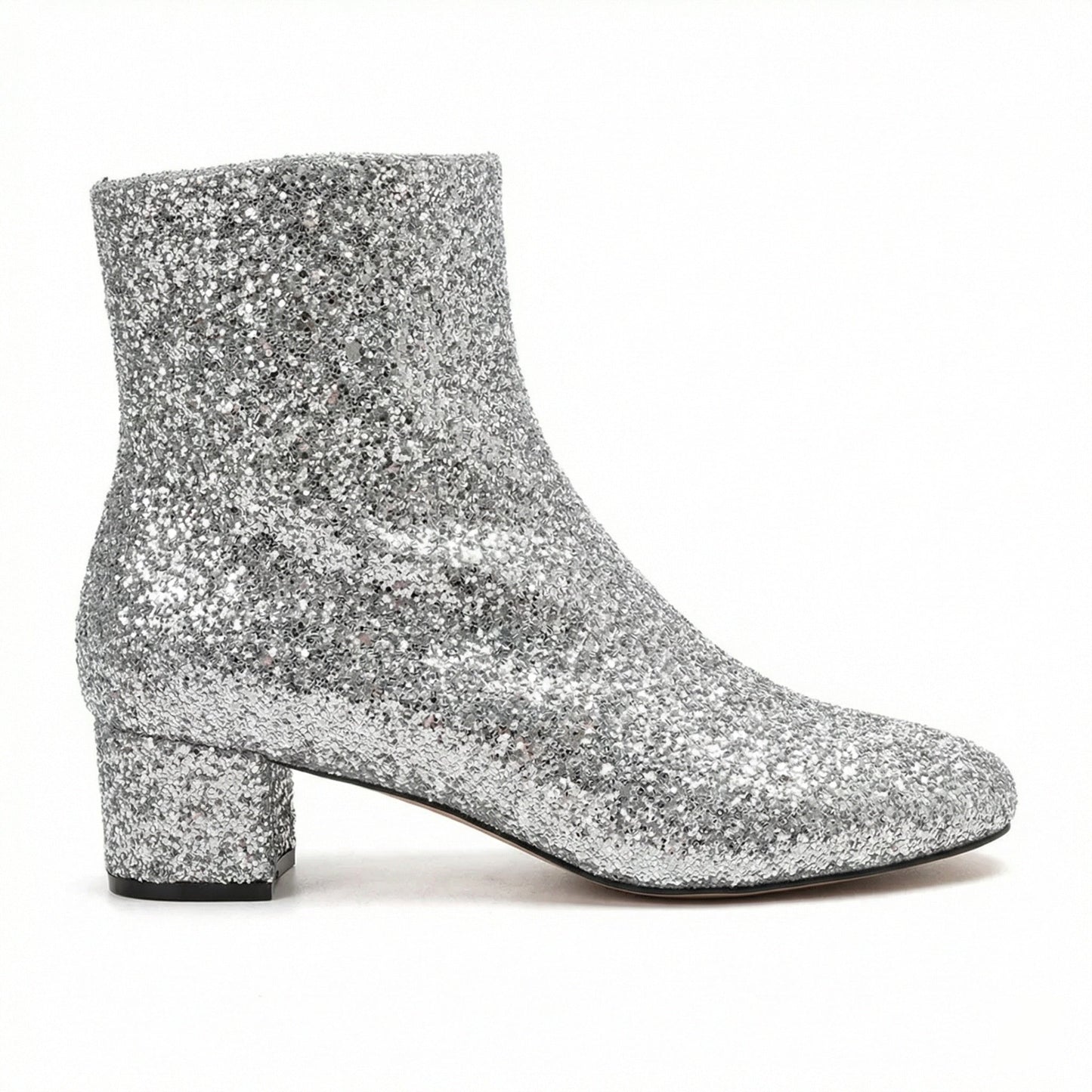 Norvielle Damen Glitzer-Ankle-Boots mit Blockabsatz