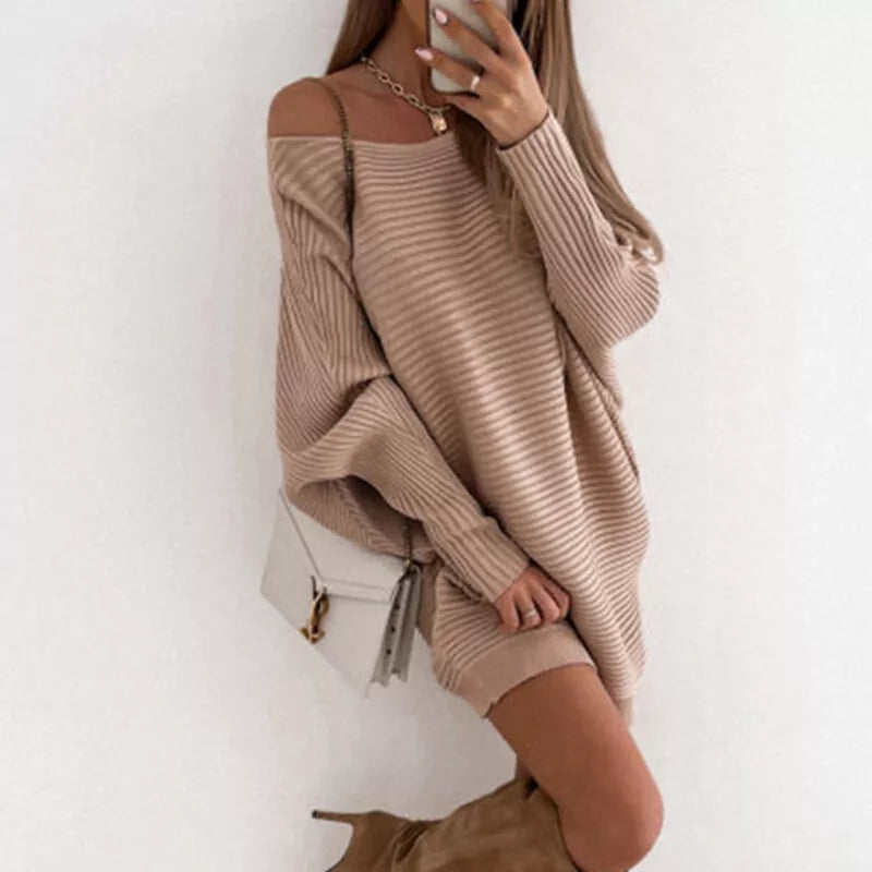 Damen Strickkleid Langärmelig Mini