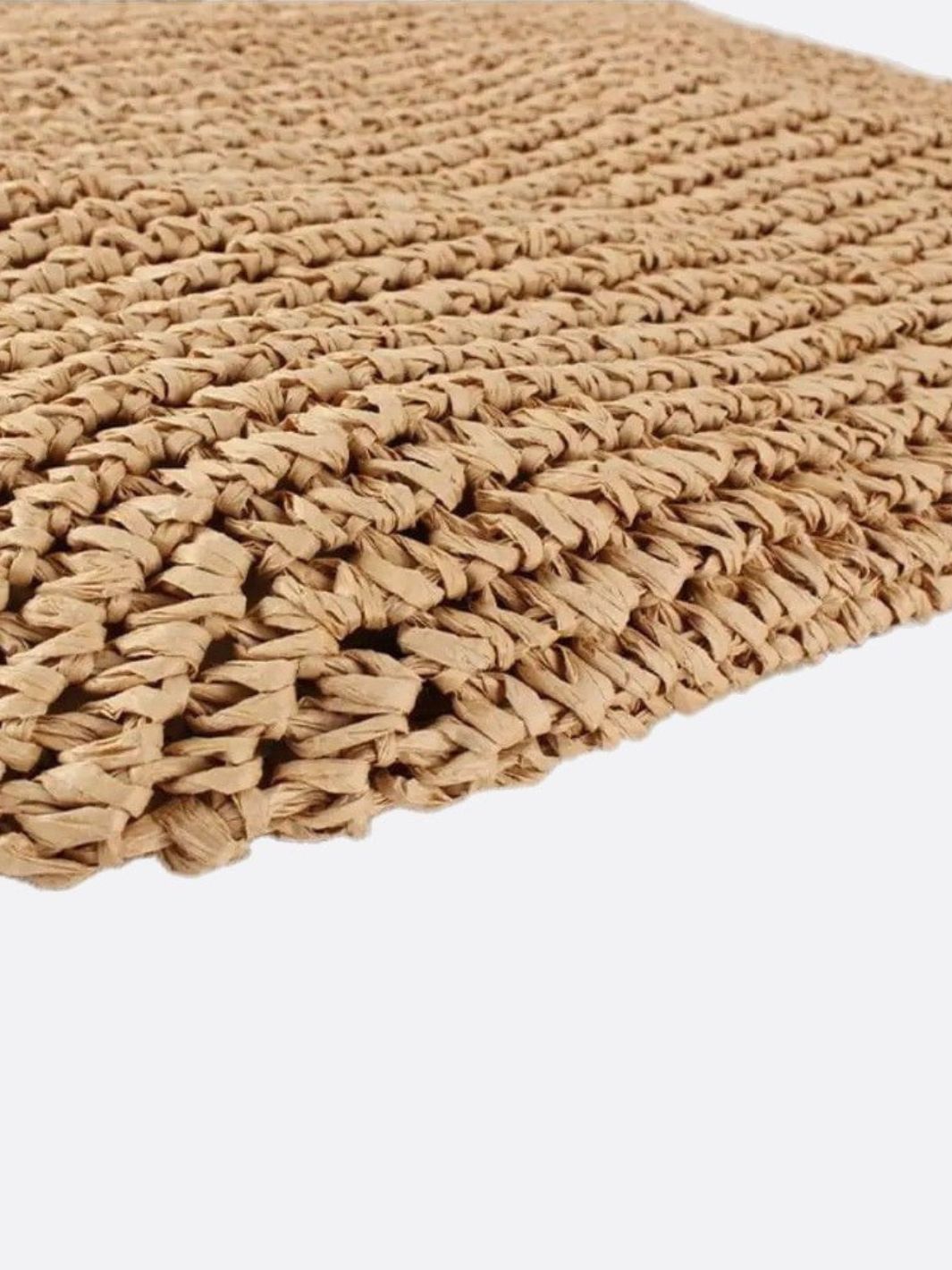 Sola Große Stroh Schultertasche Mit Fransen Reißverschluss Beige