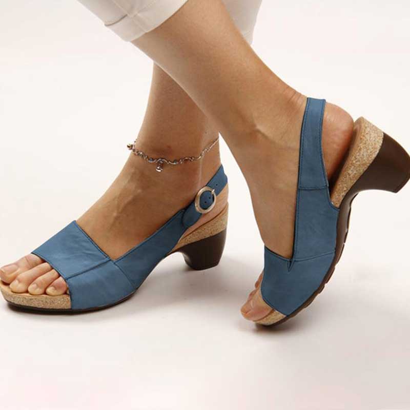 Norvielle Damen Orthopädische Sandalen Absatz Leder