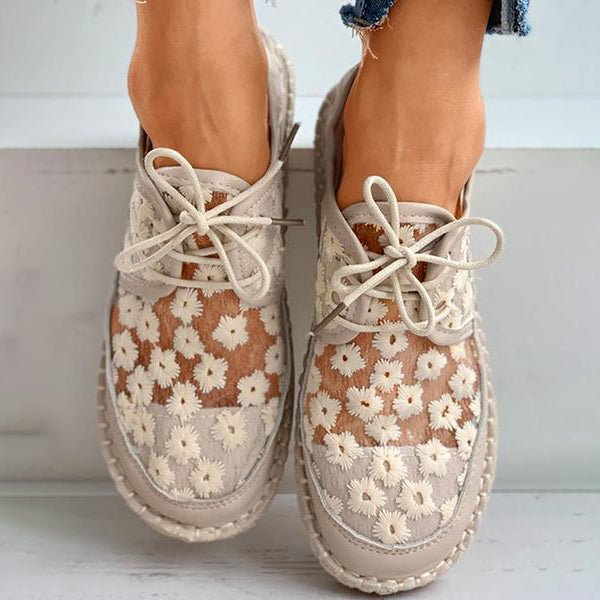 Norvielle Damen Sneakers Bestickt Weiß
