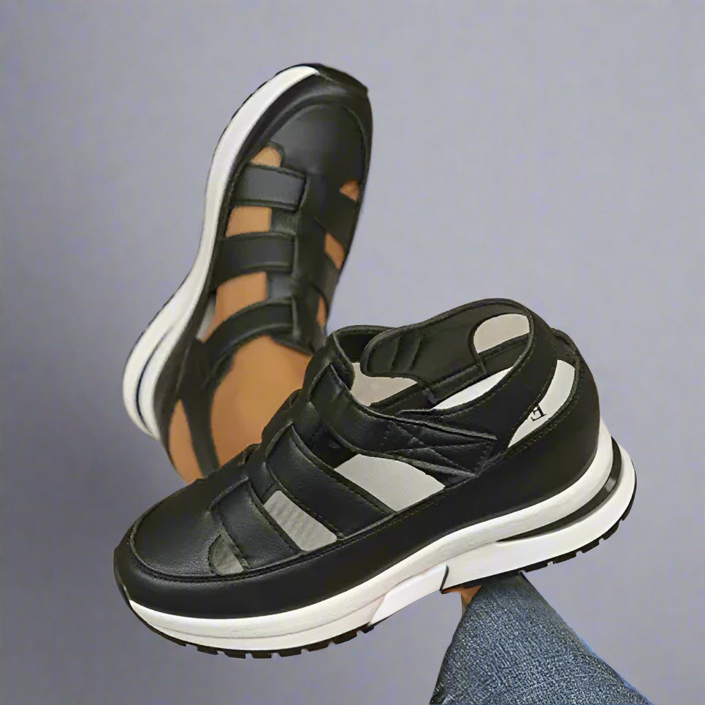 Damen Plateau Sneaker Sport Riemen