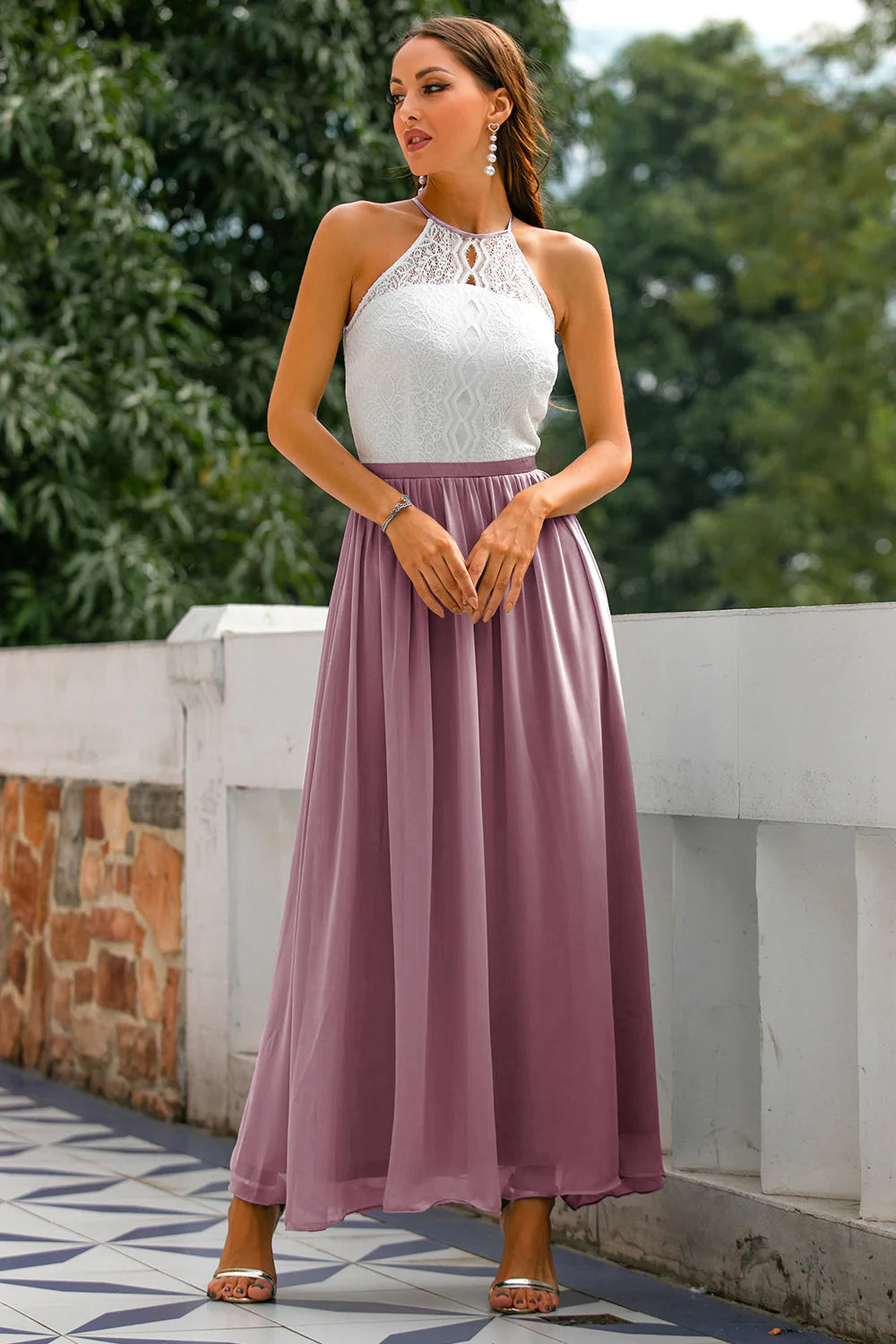 Damen Maxi Kleid Hochzeitsgastkleid