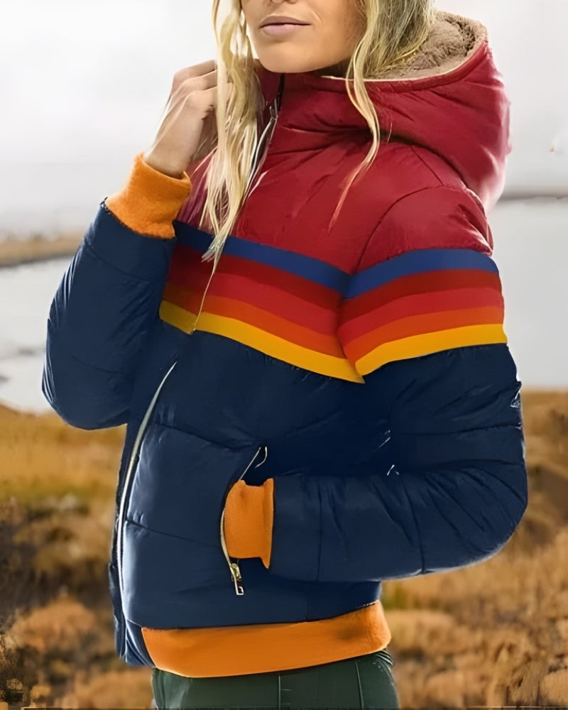 Damen Übergangsjacke Colorblock-Design Modern